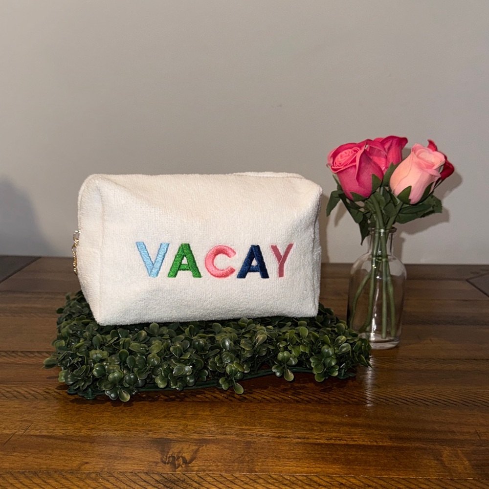 White VACAY Cosmetic Bag